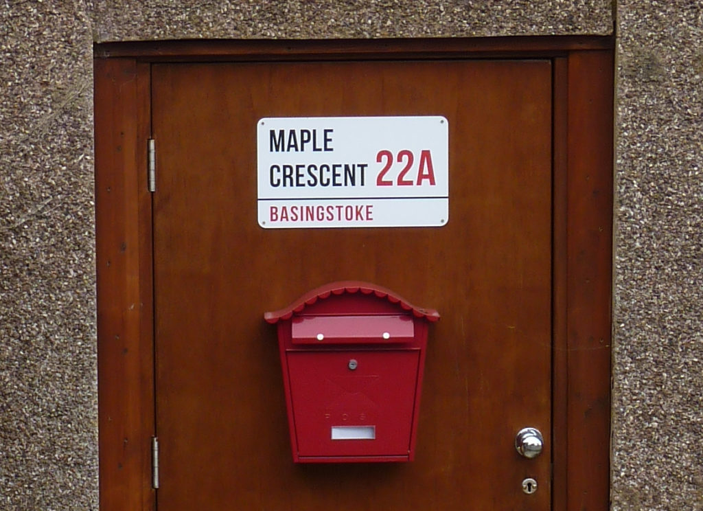 Red postbox at Maple Crescent 22A Basingstoke